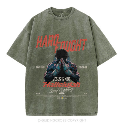 Hard Fought Hallelujah Boxing Christian Washed T-Shirt