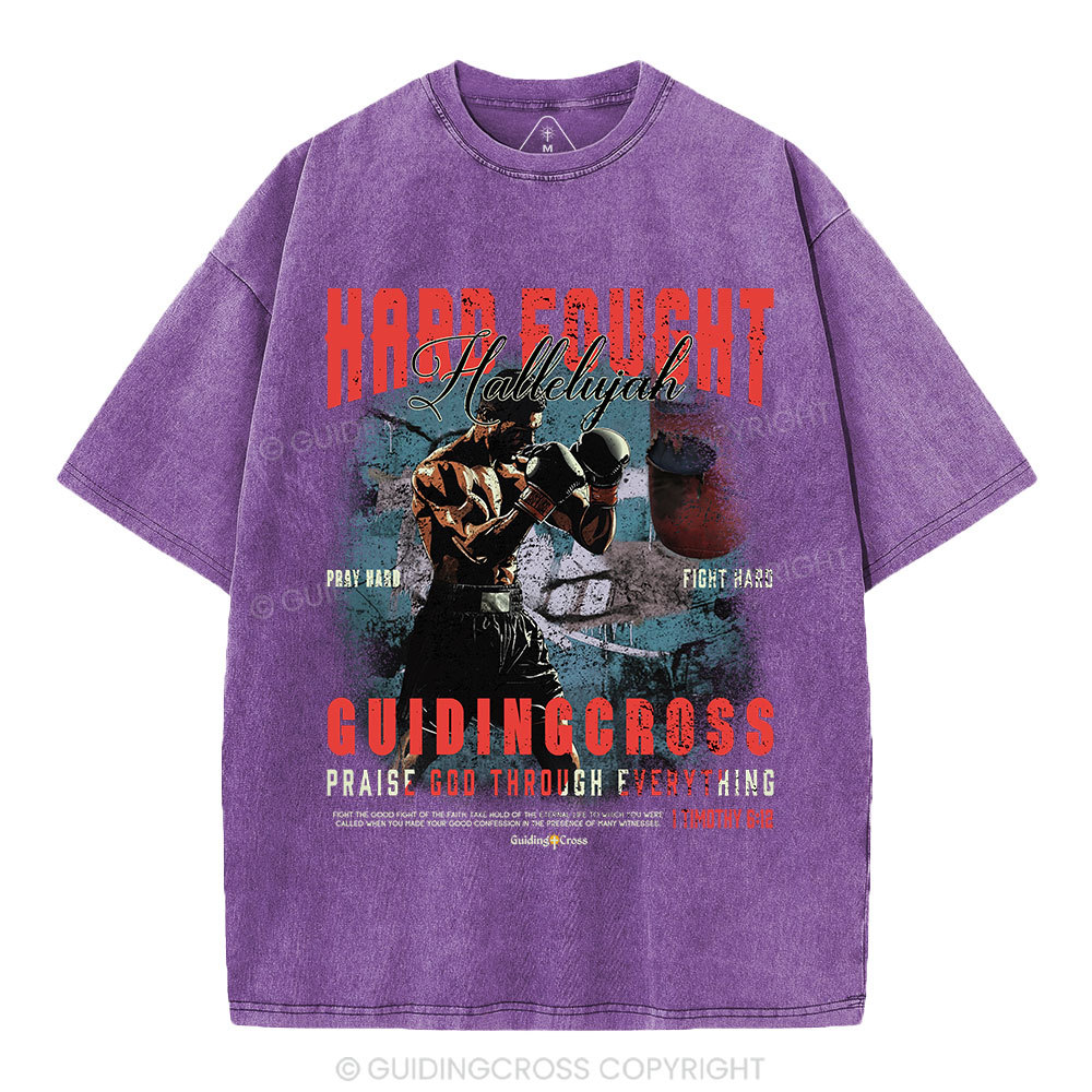 Hard Fought Hallelujah Boxing Christian Washed T-Shirt