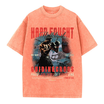 Hard Fought Hallelujah Boxing Christian Washed T-Shirt