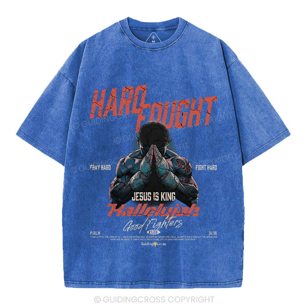 Hard Fought Hallelujah Boxing Christian Washed T-Shirt