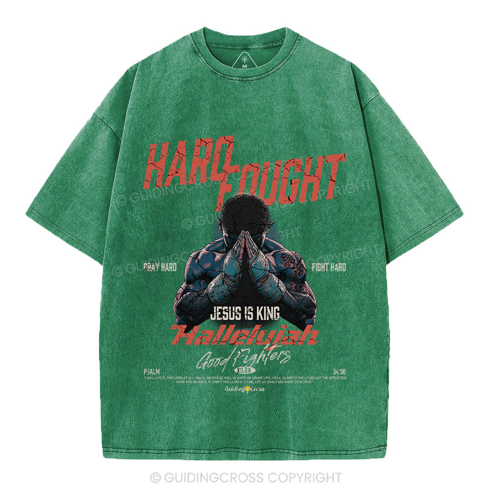 Hard Fought Hallelujah Boxing Christian Washed T-Shirt