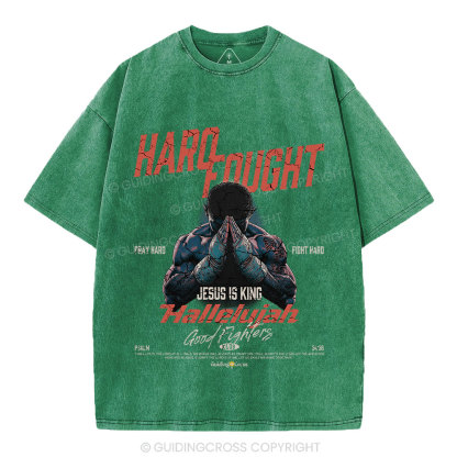 Hard Fought Hallelujah Boxing Christian Washed T-Shirt