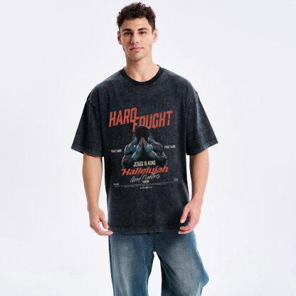 Hard Fought Hallelujah Boxing Christian Washed T-Shirt