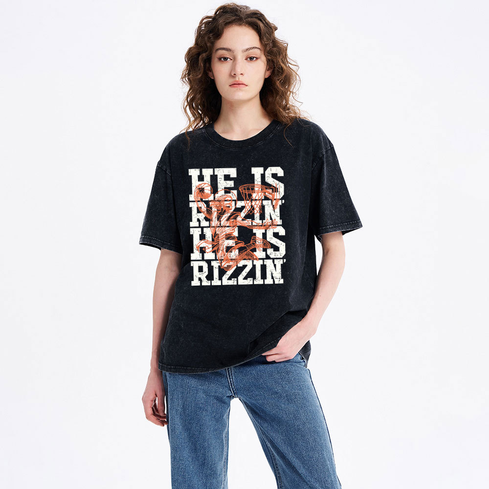 He Is Rizzen Christian Washed T-Shirt