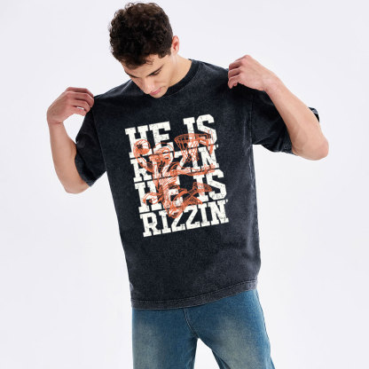 He Is Rizzen Christian Washed T-Shirt