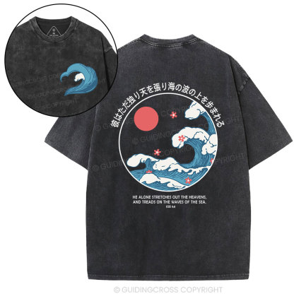 He Alions Stretches Out Heavens Christian Washed T-Shirt