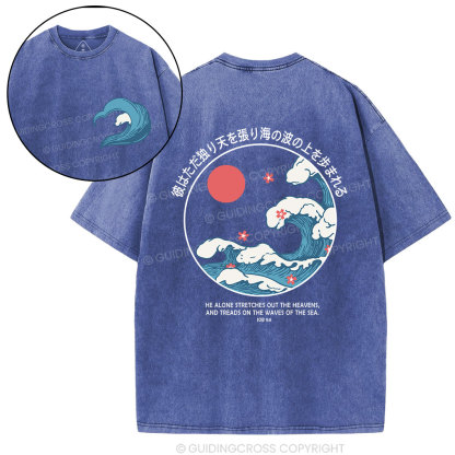 He Alions Stretches Out Heavens Christian Washed T-Shirt