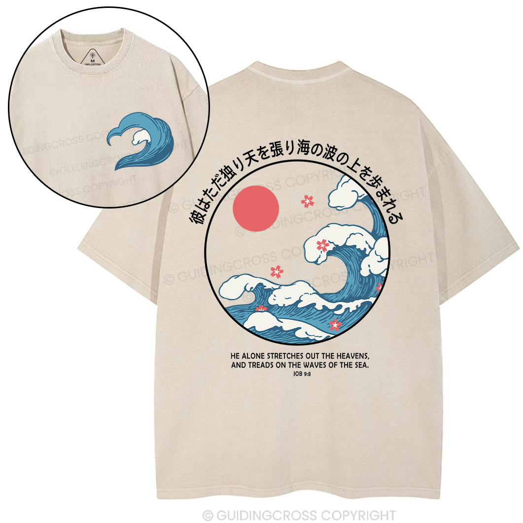 He Alions Stretches Out Heavens Christian Washed T-Shirt