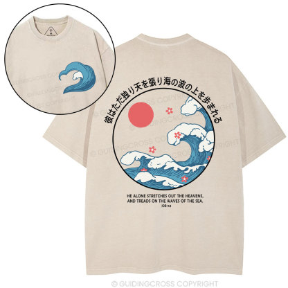 He Alions Stretches Out Heavens Christian Washed T-Shirt