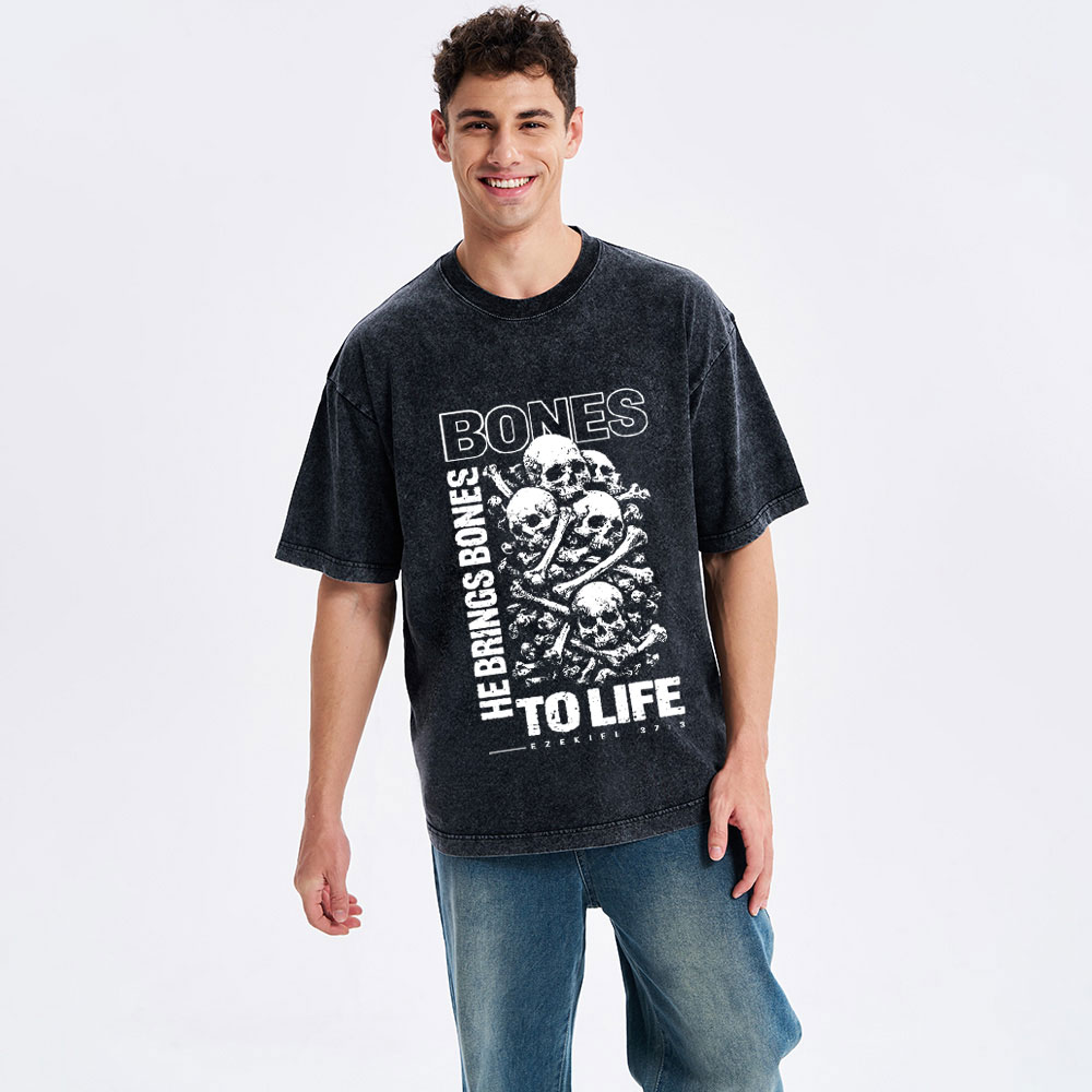 He Brings Bones Christian Washed T-Shirt