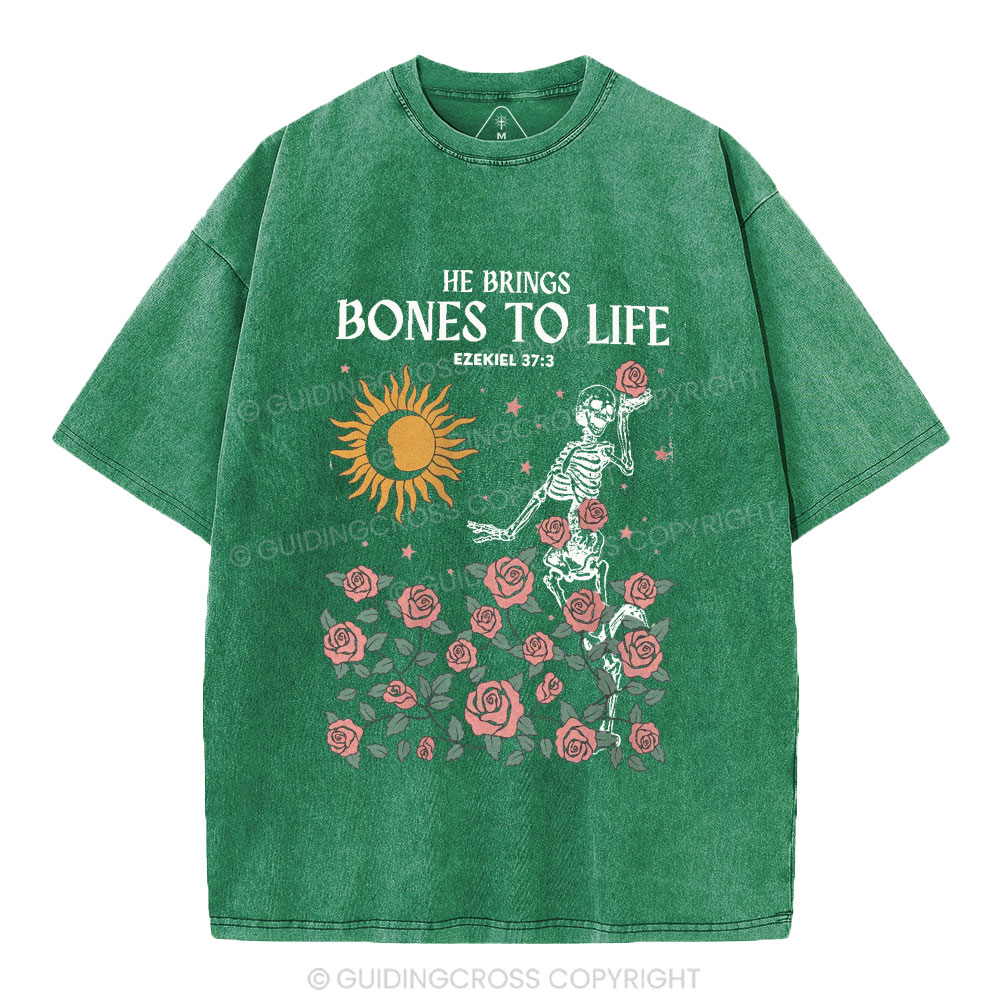 He Brings Bones To Life Christian Washed T-Shirt