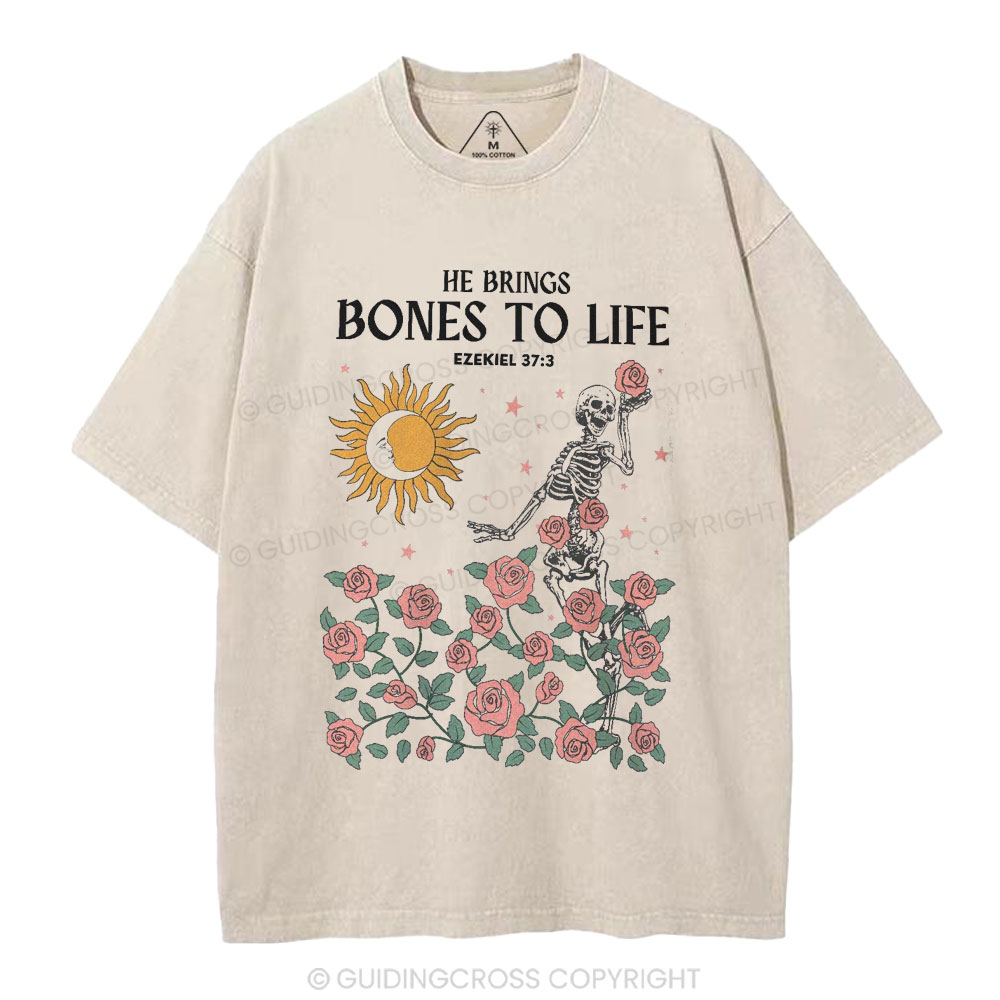 He Brings Bones To Life Christian Washed T-Shirt