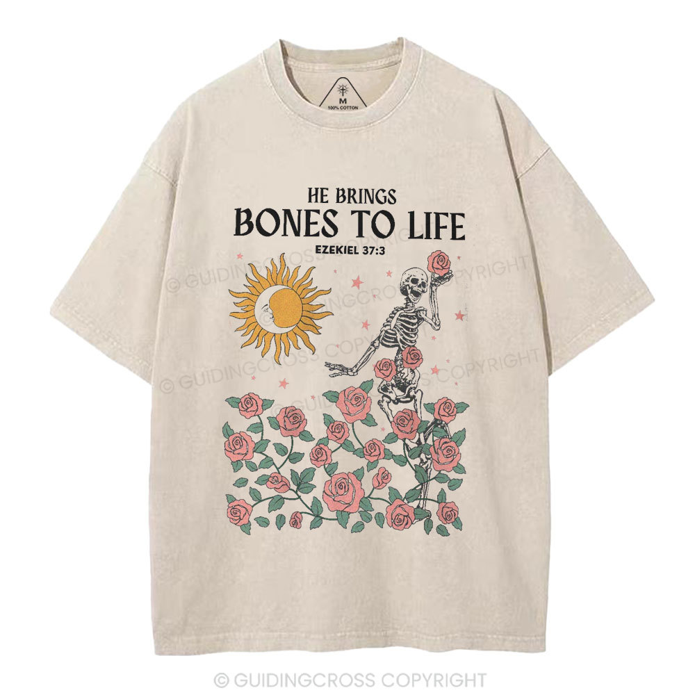 He Brings Bones To Life Christian Washed T-Shirt