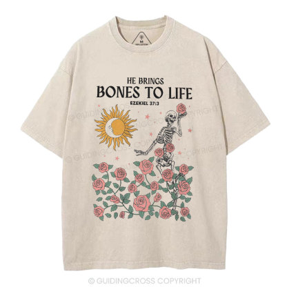 He Brings Bones To Life Christian Washed T-Shirt