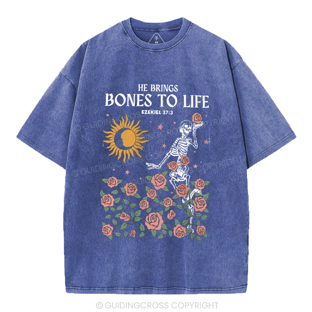 He Brings Bones To Life Christian Washed T-Shirt