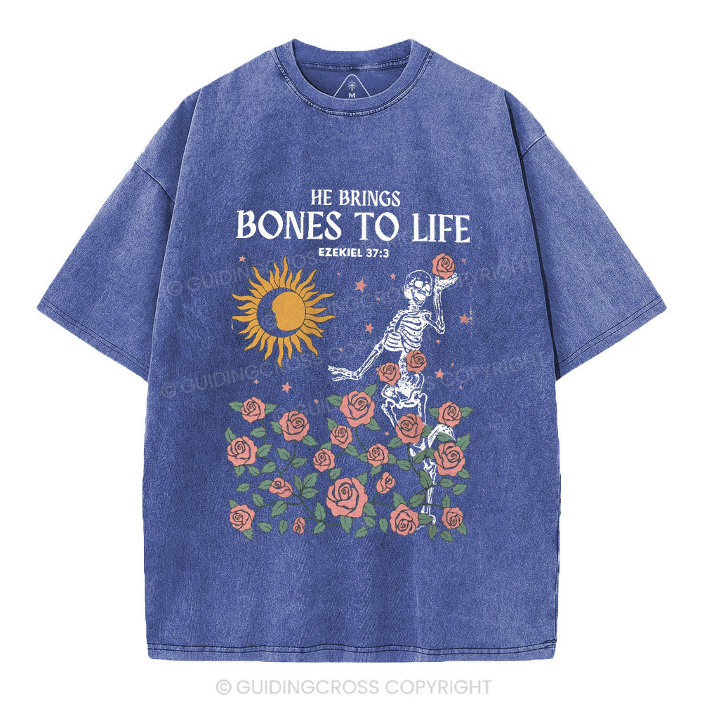 He Brings Bones To Life Christian Washed T-Shirt