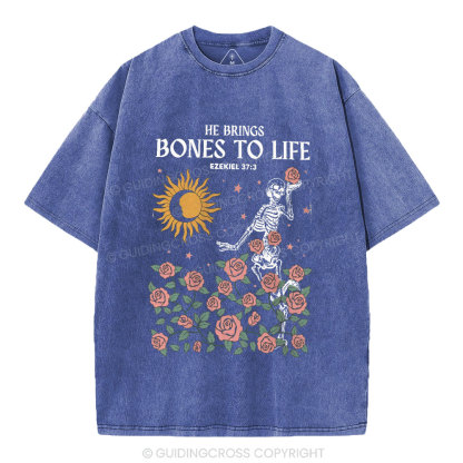 He Brings Bones To Life Christian Washed T-Shirt