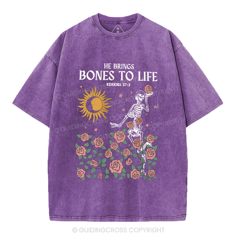 He Brings Bones To Life Christian Washed T-Shirt