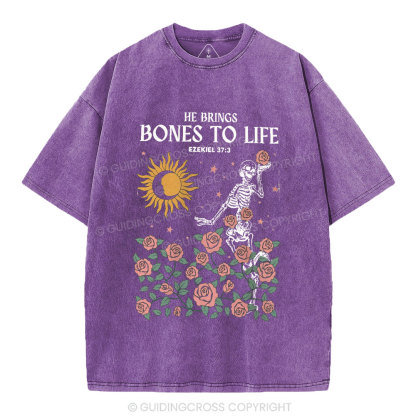 He Brings Bones To Life Christian Washed T-Shirt