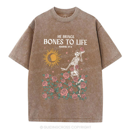 He Brings Bones To Life Christian Washed T-Shirt