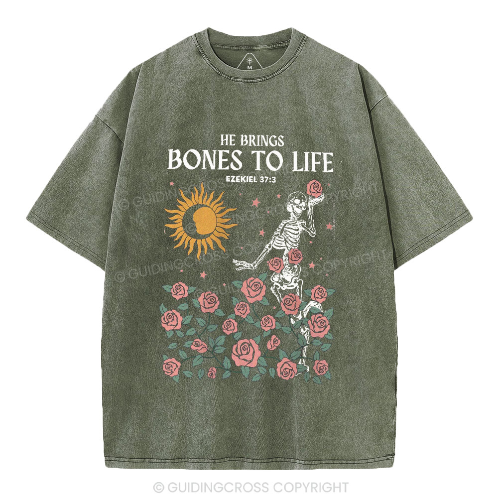 He Brings Bones To Life Christian Washed T-Shirt
