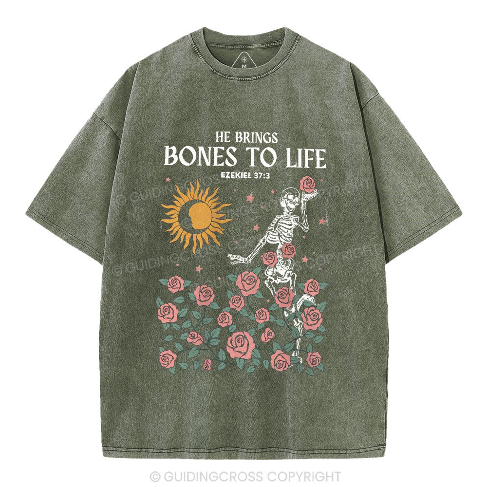 He Brings Bones To Life Christian Washed T-Shirt