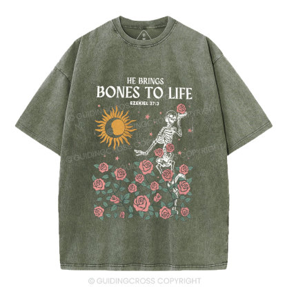 He Brings Bones To Life Christian Washed T-Shirt