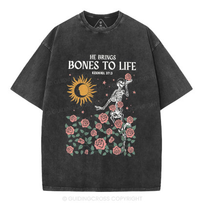 He Brings Bones To Life Christian Washed T-Shirt