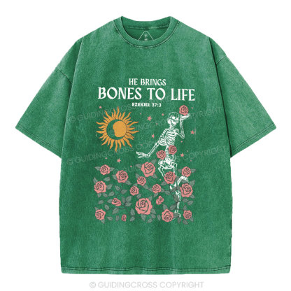 He Brings Bones To Life Christian Washed T-Shirt