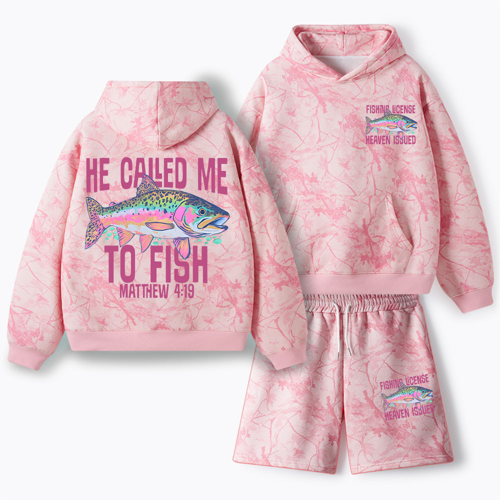 He Called Me To Fish Christian Camo Fleece Hoodie Set