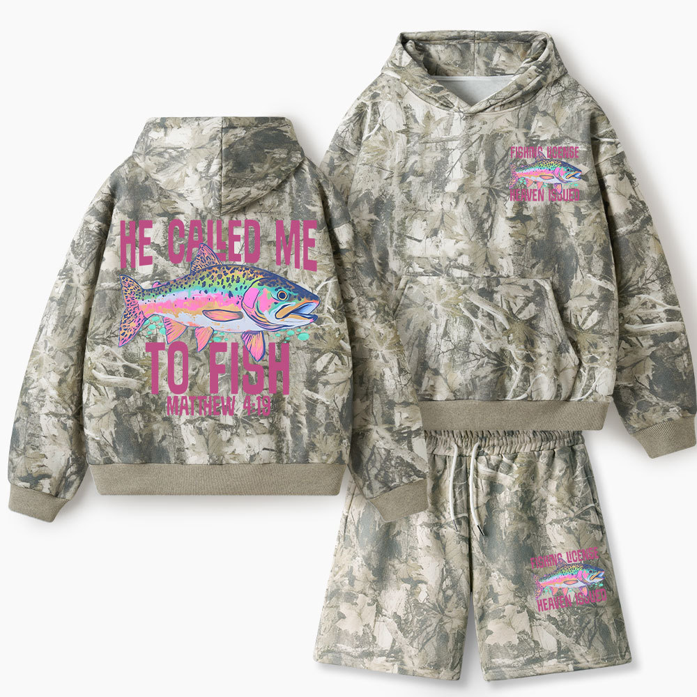 He Called Me To Fish Christian Camo Fleece Hoodie Set