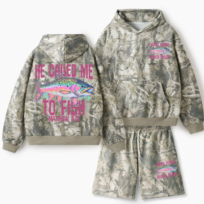 He Called Me To Fish Christian Camo Fleece Hoodie Set