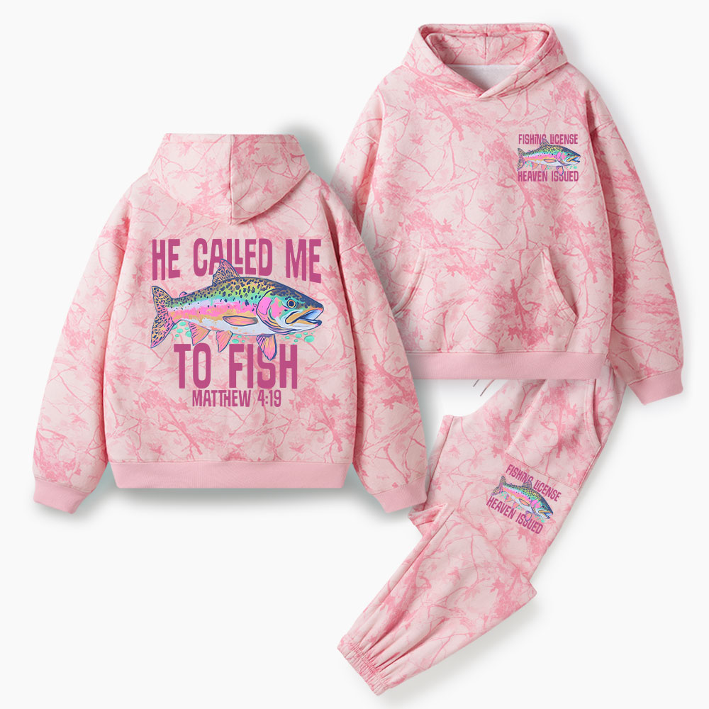 He Called Me To Fish Christian Camo Fleece Hoodie Set