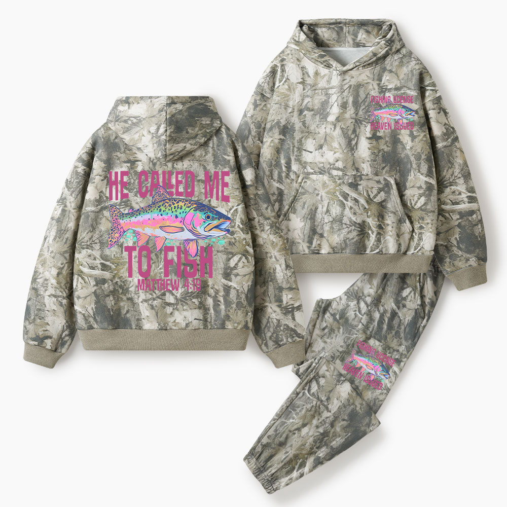 He Called Me To Fish Christian Camo Fleece Hoodie Set