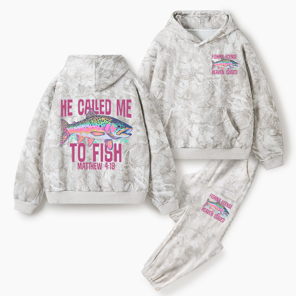 He Called Me To Fish Christian Camo Fleece Hoodie Set