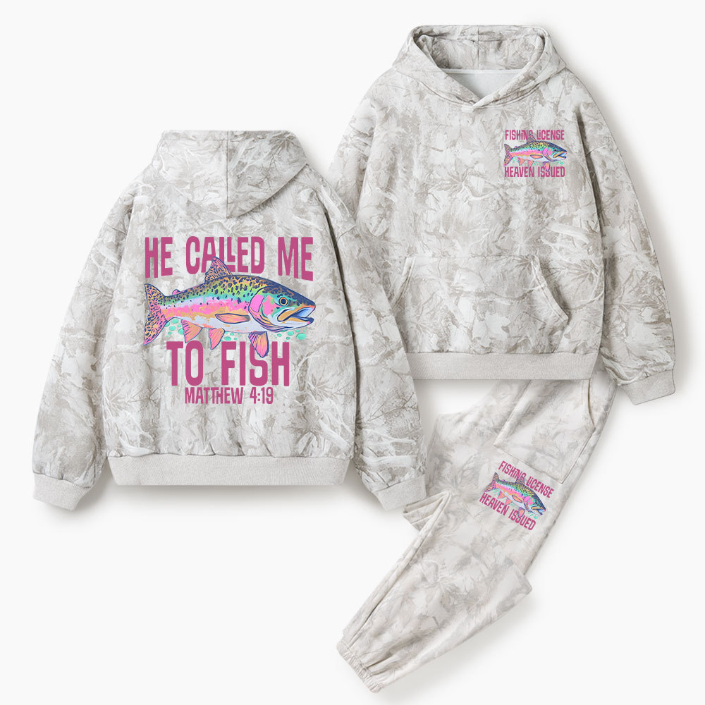 He Called Me To Fish Christian Camo Fleece Hoodie Set