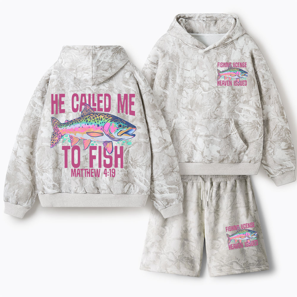 He Called Me To Fish Christian Camo Fleece Hoodie Set