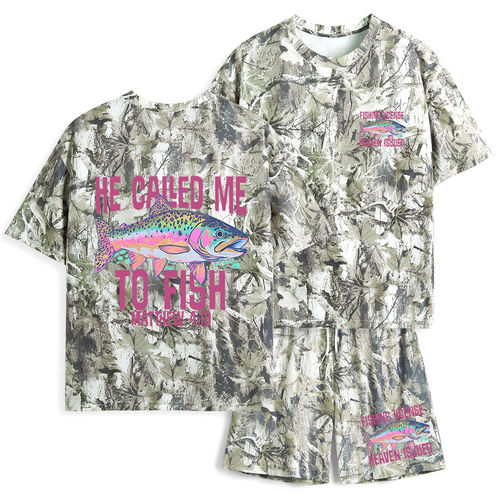 He Called Me To Fish Christian Camo T-Shirt & Shorts 