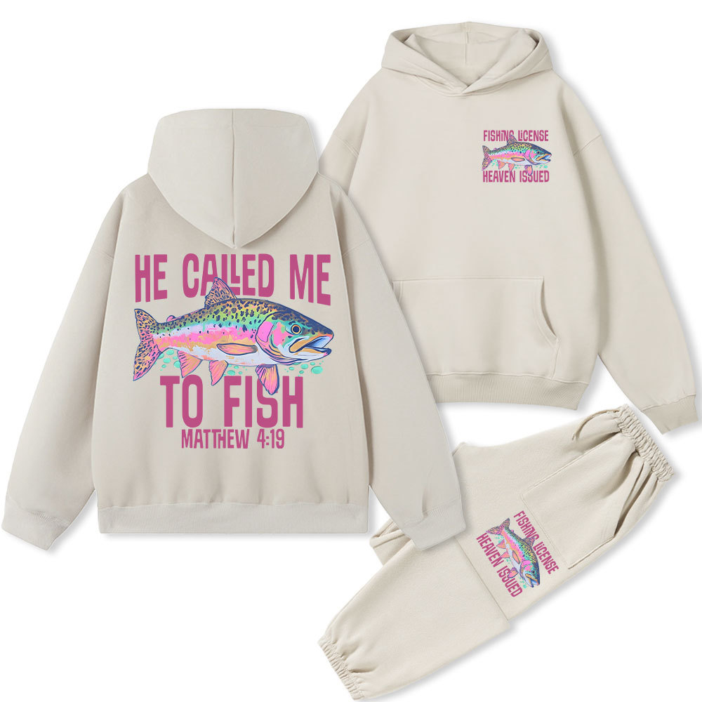 He Called Me To Fish Christian Fleece Hoodie Set