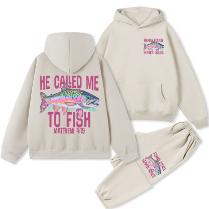 He Called Me To Fish Christian Fleece Hoodie Set
