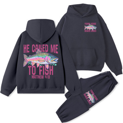 He Called Me To Fish Christian Fleece Hoodie Set