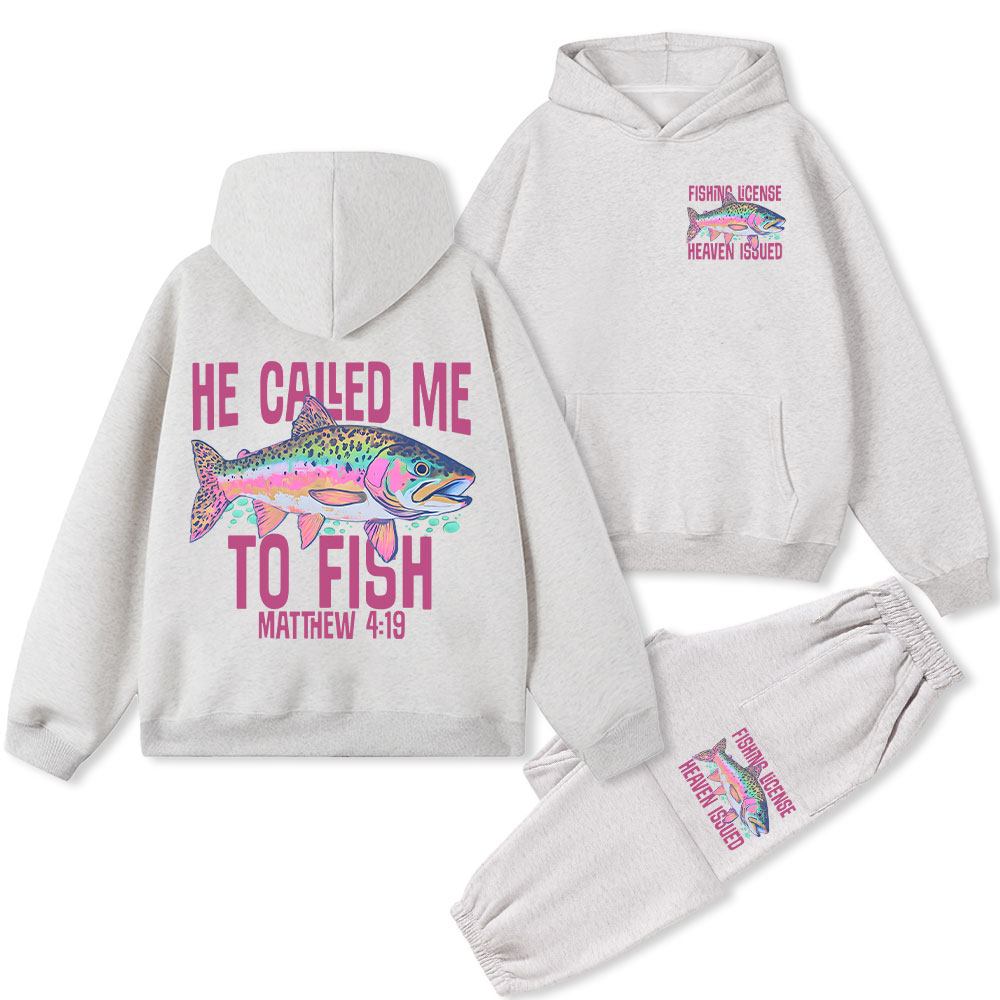 He Called Me To Fish Christian Fleece Hoodie Set