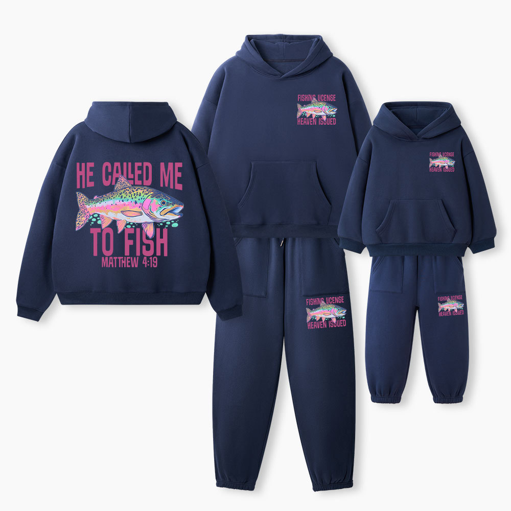 He Called Me To Fish Christian Premium Matching Fleece Hoodie Set