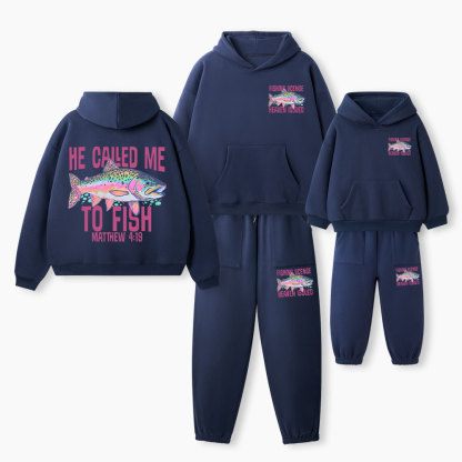 He Called Me To Fish Christian Premium Matching Fleece Hoodie Set