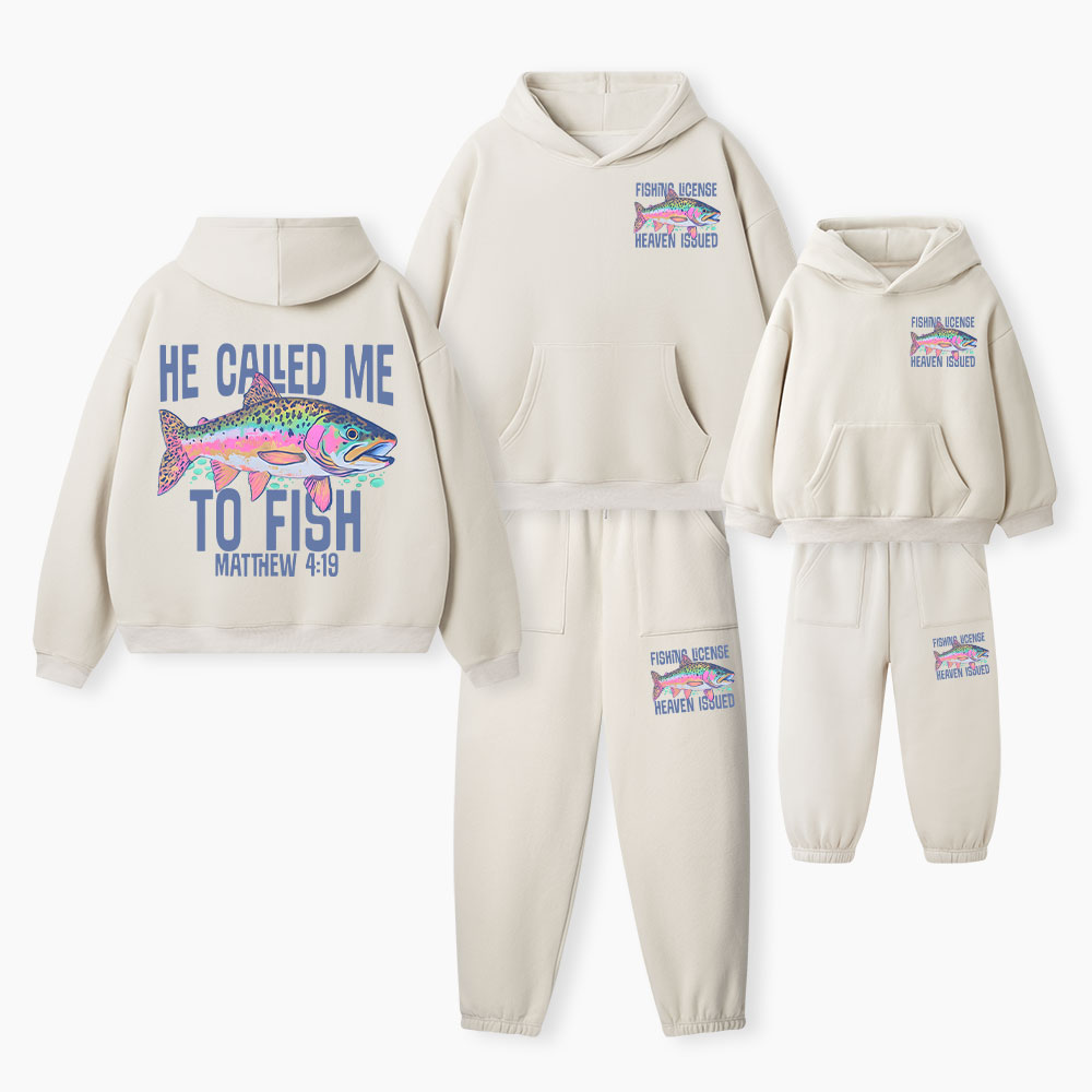 He Called Me To Fish Christian Premium Matching Fleece Hoodie Set