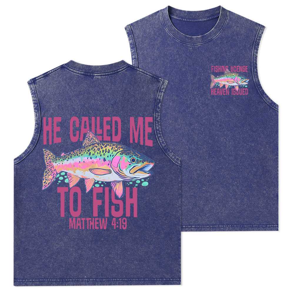 He Called Me To Fish Christian Washed Tank Top