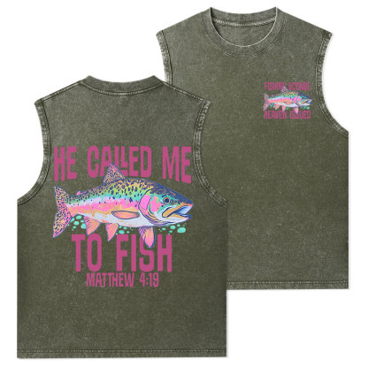 He Called Me To Fish Christian Washed Tank Top
