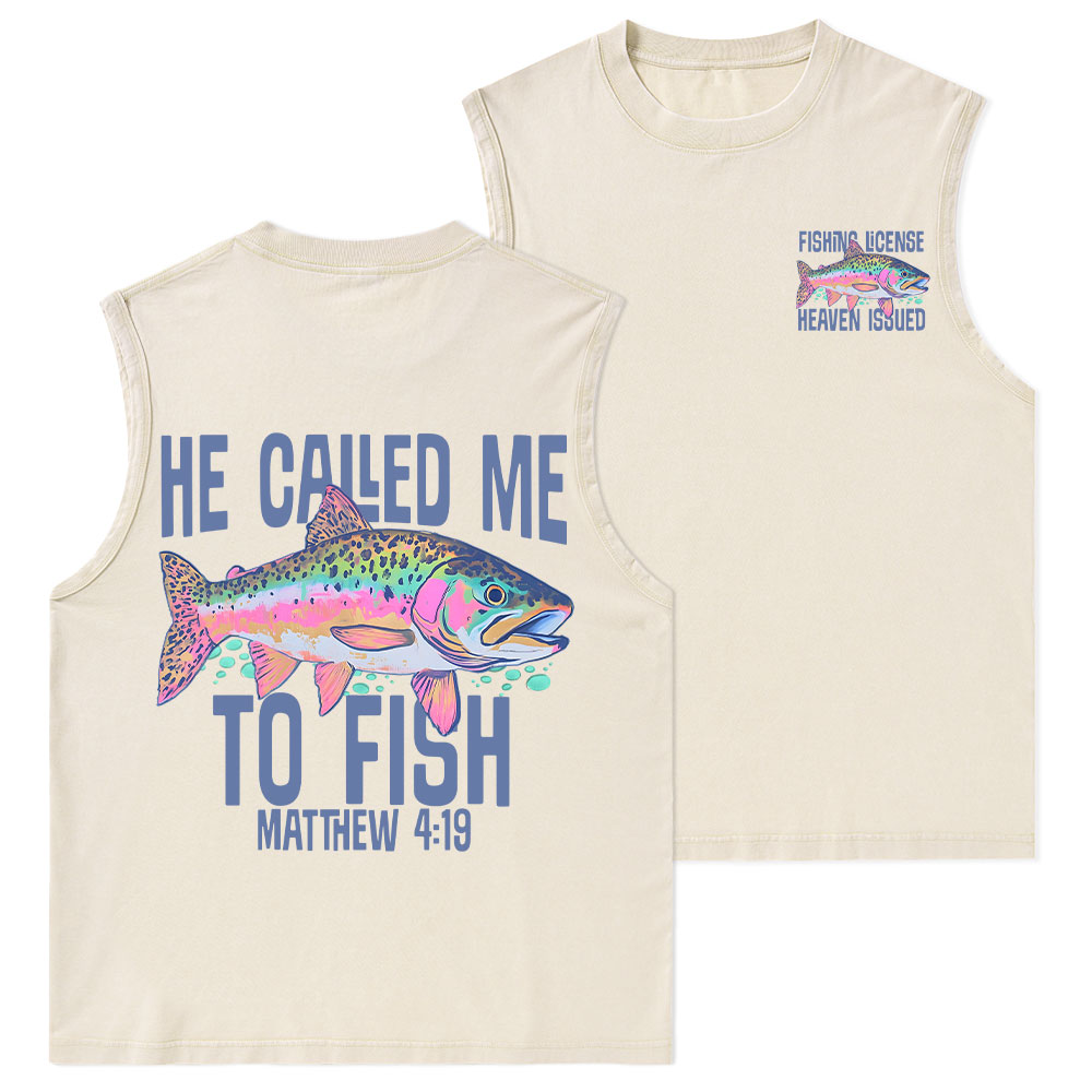 He Called Me To Fish Christian Washed Tank Top