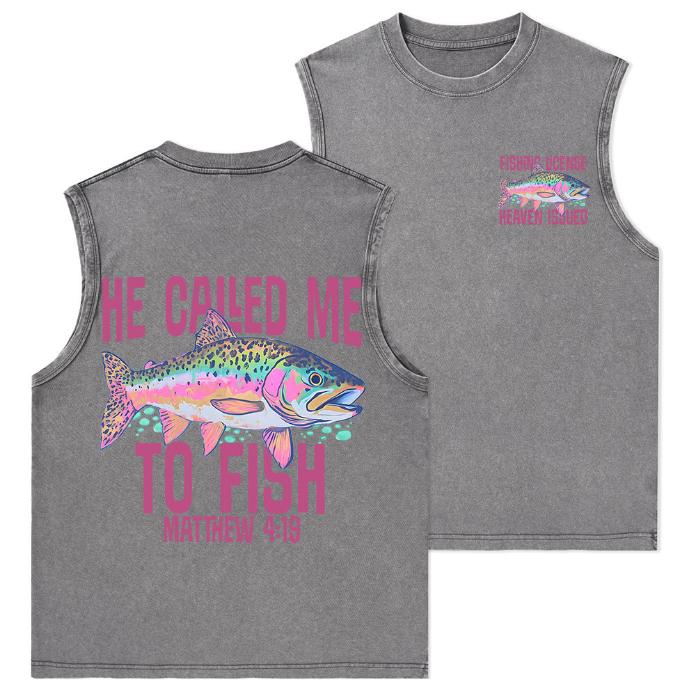He Called Me To Fish Christian Washed Tank Top