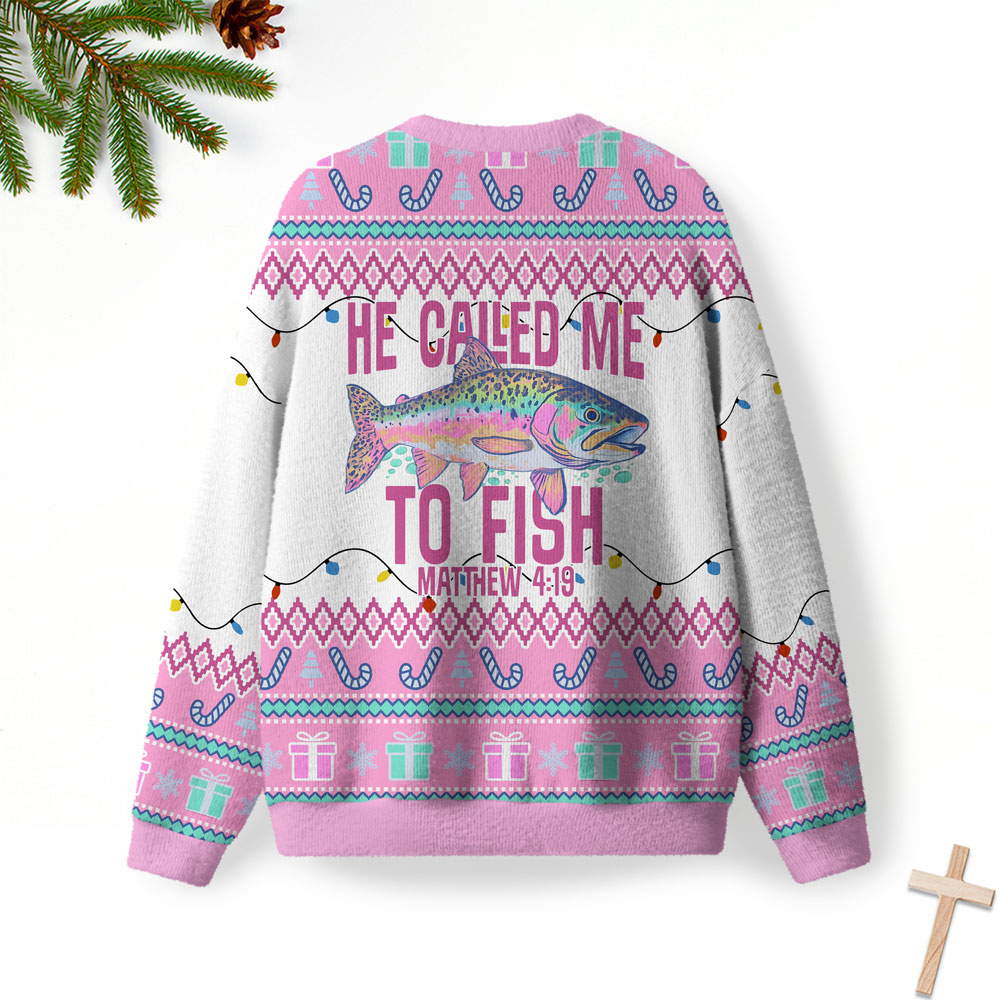 He Called Me To Fish Furry Christian Lightweight Sweater